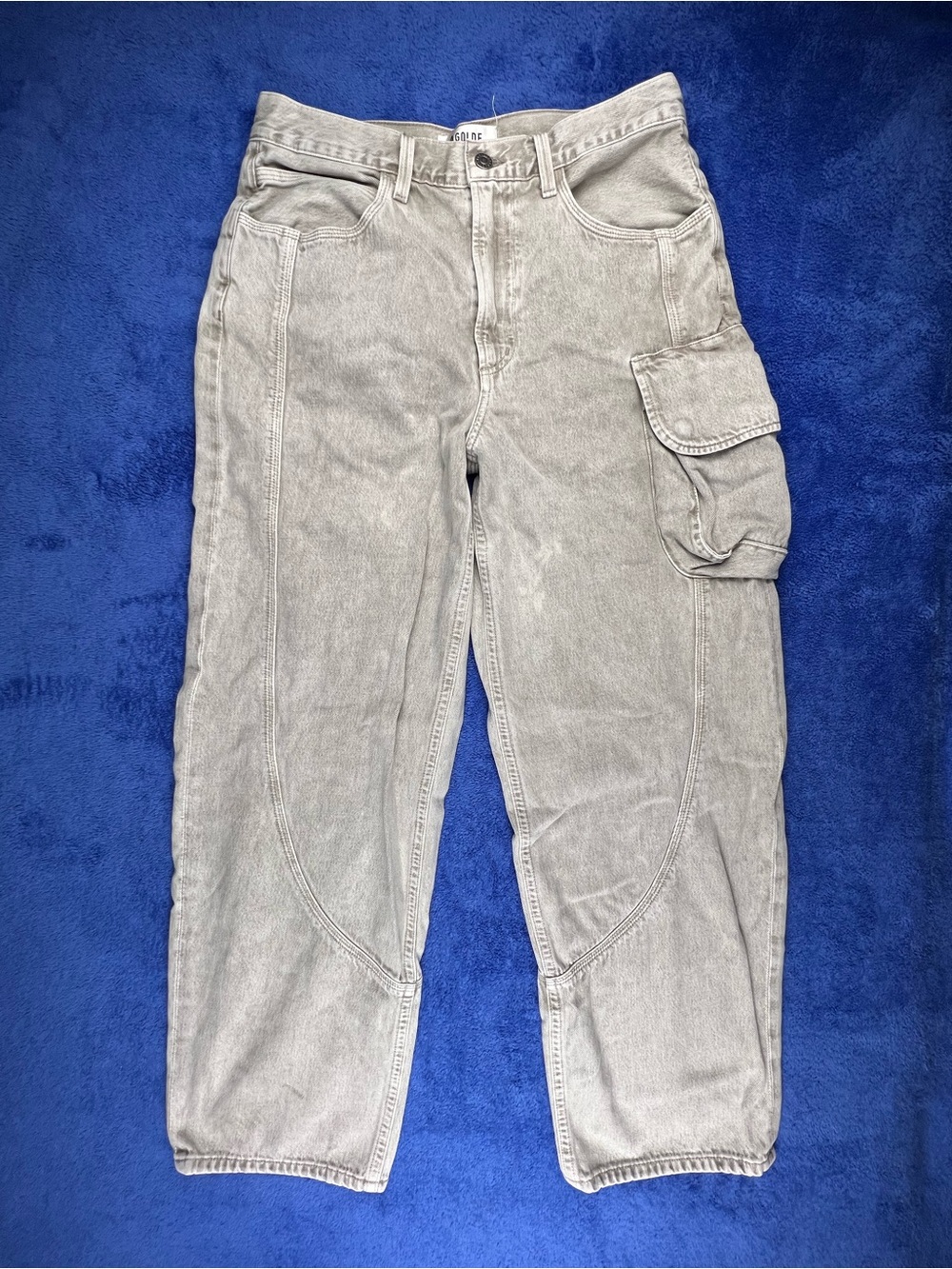 Agolde Cass Baggy Cargo Barrel Jeans Womens Size 27 Beige Wash Wide Leg Organic